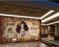 ร้านเสริมสวย Self Adhesive Wallpaper 3d แบบกำหนดเองผมซาลอนร้านเสริมสวยร้านตัดผมกำแพงฉากหลัง Papel De ห้องนอน Parede