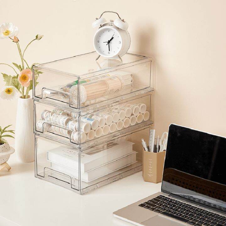 drawer-type-stationery-box-acrylic-clear-cosmetics-sundries-snacks-sorting-box-student-desktop-sticky-tape-memo-pad-organizer