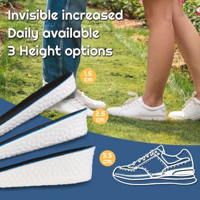 FootMaster Memory Foam Height Increase Insoles In-Sport Heightening Men Women Feet Heel Inserts Comfort Heightening Shoe Pads