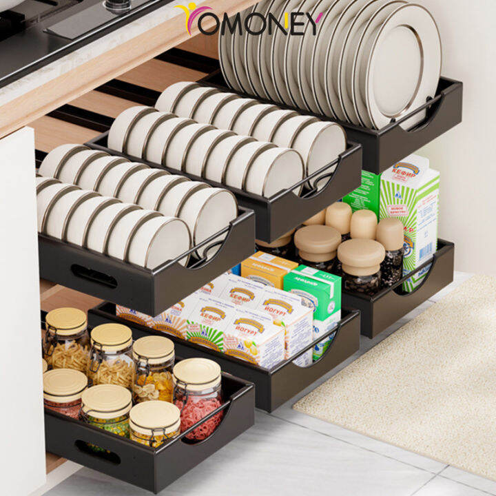 Under Cabinet Slide Pull Out Dish Cabinet With Dish Drainer Kitchen 