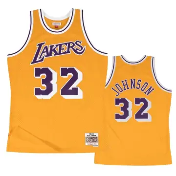 Womens Magic Johnson #32 Lakers Mitchell & Ness NBA Throwback Jersey  Yellow Sz L