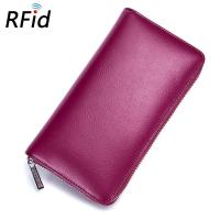 2023 Real Cowhide Split Leather RFID Blocking Anti Theft Wallet Women Big Long Passport Travel Wallets Card Purse Men