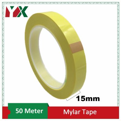 15mm Width Insulating Mylar Tape, Wrap for Transformer, Motor, Coil, Conductor 50Meters/Roll Yellow 1PCS