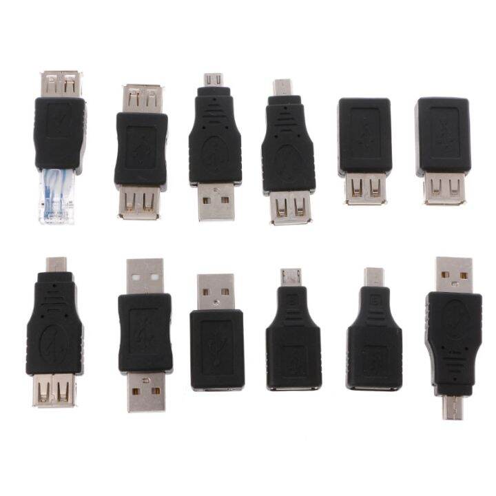 12pcs/set Otg Usb 2.0 A Male To Female Micro-b Mini-b Changer Data ...