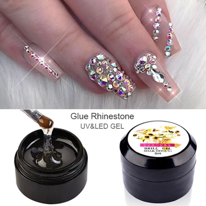 8ml Nail Art Rhinestone Gel Glue Super Sticky Adhesive UV Gel Nail Glue for  DIY Nail Art Crystal Gems Jewelry Decoration | Lazada