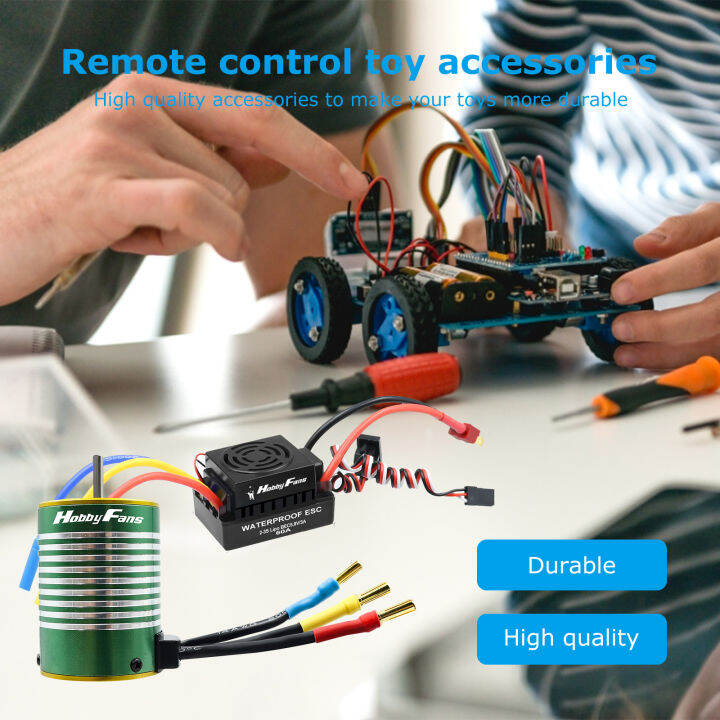 อัพเกรดกันน้ำ3650-4300kv-3900kv-brushless-motor-3-175มม-เพลา60a-esc-ชุด-combo-และการเขียนโปรแกรมการ์ดสำหรับ1-10-rc-รถ