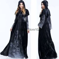 Halloween Costume Wicca Witch Dress Women Adult Plus Size Scary Cosplay Gothic New Wizard Halloween Costumes for Women
