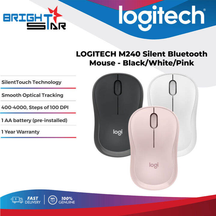 Logitech M240 Silent Bluetooth Mouse Blackwhitepink Lazada 6265