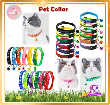 PetsVuitton Cat Collar with Bell Adjustable Buckle Pet Necklace Neck Strap  Paw Print 32cm Rantai Tali Kolar Kucing Loceng