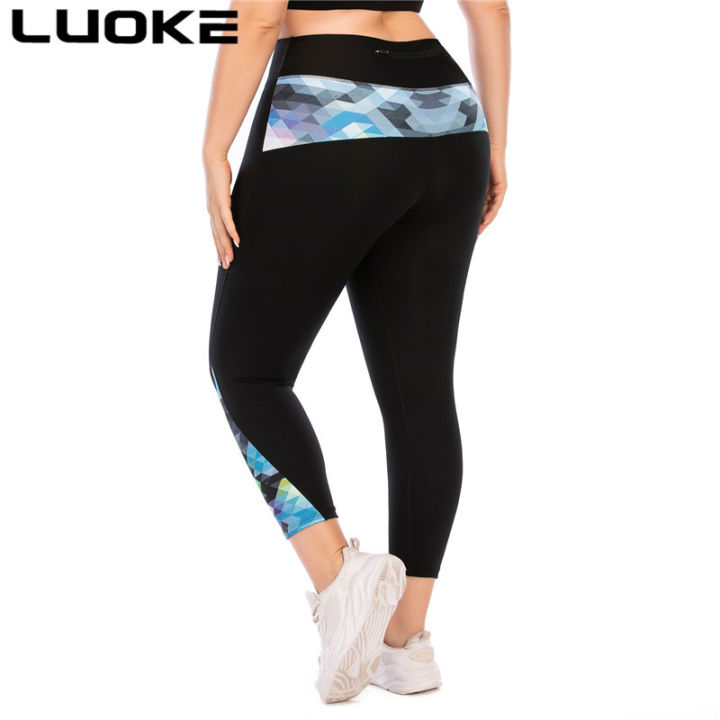 luokeกางเกงโยคะสำหรับผู้หญิงกางเกงกีฬาขายาวbaju-perempuanสีดำเย็บรูปแบบหย่อนใจแฟชั่นและกีฬาสไตล์