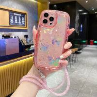 เคส C30S รูปผีเสื้อสุดหรูสำหรับ Realme C33 5i 6i 5วินาที C15 C12 C25 Realme5 5วินาทีสวยงามฝาครอบ C35โซ่กันหล่น