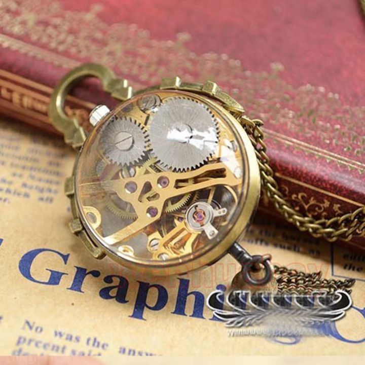 จี้นาฬิกาพกพากลไกตัวเลขโรมันโปร่งใสน่ารักมาใหม่ล่าสุดของขวัญสร้อยคอลูกปัดผู้ชายผู้หญิง
