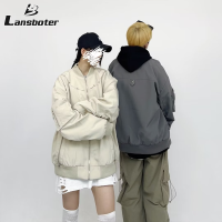 Lansboter แจ็กเก็ตคู่ใส่ได้ทั้งชายและหญิงแจ็กเก็ตคู่สำหรับใส่ทำงานสไตล์อเมริกันดีไซน์แนวสตรีทแบบลำลองสำหรับเครื่องแบบเบสบอล