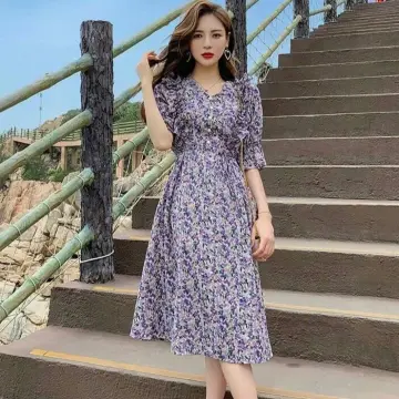 V093 váy xòe voan hoa nhí xanh trễ vai dễ thương  Modish And Chic  Thời  trang thiết kế