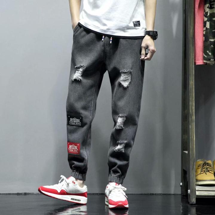 ขายส่ง2022ฤดูใบไม้ผลิฤดูใบไม้ร่วงกางเกงยีนส์-homme-streetwear-วัยรุ่นผู้ชายหลวมด้อยข้อเท้าความยาวกางเกงผู้ชายกางเกงยีนส์-hombre