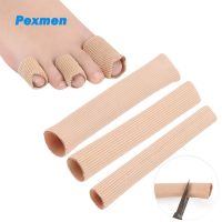 ☢✕ Pexmen 1/2Pcs Toe Tubes Sleeves Cushions Fabric Gel Lining Finger Toe Separator Protectors for Bunion Callus Corn and Blisters