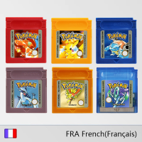 GBC เกม 16 บิตคอนโซลวิดีโอเกมการ์ด Pokemon Series สีแดงสีเหลืองสีฟ้าคริสตัล Golden Silver ภาษาฝรั่งเศส-Chuieri