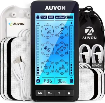 AUVON 3-in-1 36 Modes TENS Unit Muscle Stimulator for Pain Relief Therapy,  Rechargeable TENS EMS Machine Massager with 8 Electrode Pads for Effective