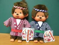 มอนชิชิ  (Monchhichi) หนุ่ม-สาว แพ็คคู่ สูง 7.5 นิ้ว ของแท้ Sekiguchi ประเทศญี่ปุ่น (หายาก)