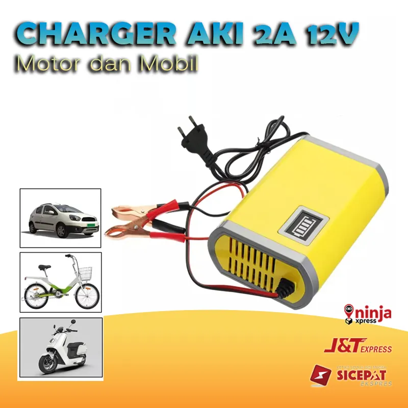 Alat Charger Motor Mobil 12V 2A Casan Sparepart Motor Listrik Colokan Indikator  Cas
