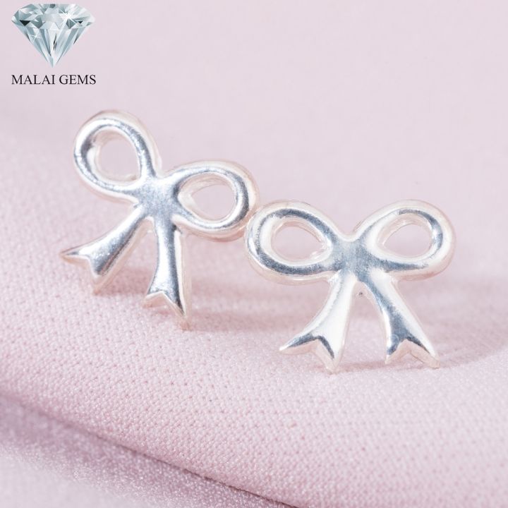 malai-gems-ต่างหูเงินแท้-silver-925-รุ่น-minimal-โบว์-ต่างหูเงินแท้