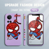 เคสสำหรับ OPPO Reno10 Pro 5G การ์ตูนฮีโร่สไปเดอร์แมนสไปเดอร์ Spper กรณีโทรศัพท์ดีไซน์ด้านข้างของมนุษย์แบบขอบสี่เหลี่ยมปลอกซิลิโคนของเหลวคลุมทั้งหมดเคสป้องกันทนแรงกระแทกกล้อง