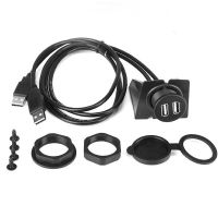 Mobil Dashboard Flush Mount Dual USB 2.0 Kabel Ekstensi Jenis Laki-laki Ke Perempuan 1mt