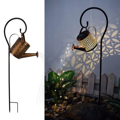 Garden Solar Iron Hollow Lamp Watering Can Sprinkle Magic Lamp LED Outdoor Lawn Landscape Waterproof Shower Lamp Decoration