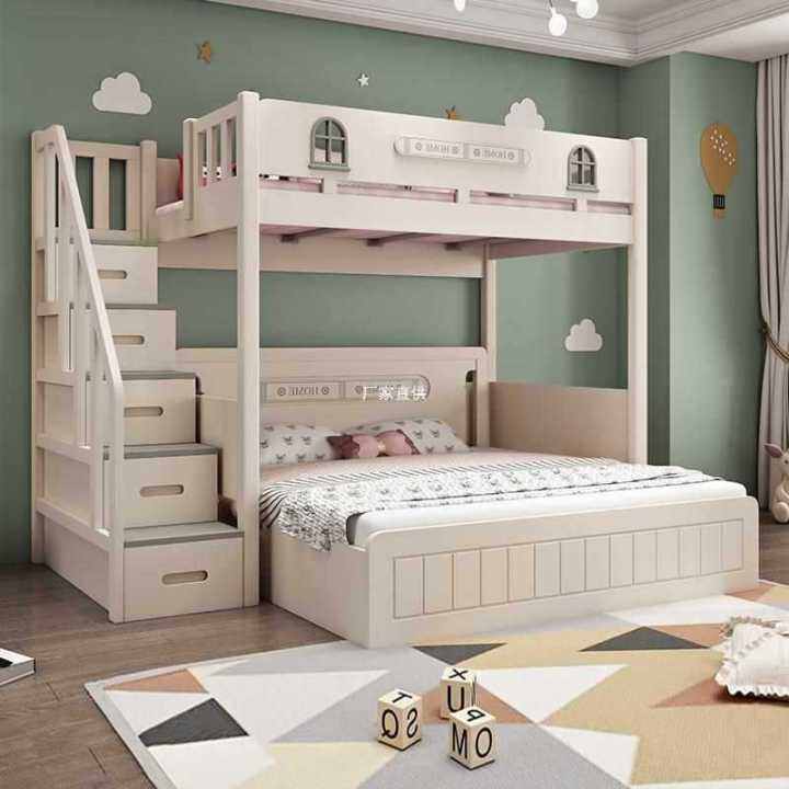 Two-Layer Children's Bed Upper and Lower Bunk Solid Wood Double-Layer ...