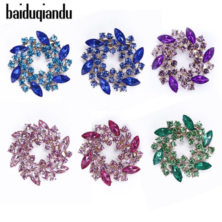 baiduqiandu-เข็มกลัดพวงหรีดดอกไม้พลอยคริสตัลสำหรับเครื่องเพรชประดับตกแต่งเสื้อผ้าของตกแต่งชุดเดรสผ้าพันคอ