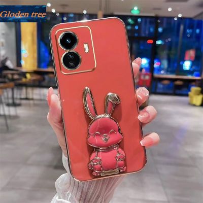 Andyh New Design For Vivo Y77 5G Y77E Case Luxury 3D Stereo Stand Bracket Smile Rabbit Electroplating Smooth Phone Case Fashion Cute Soft Case
