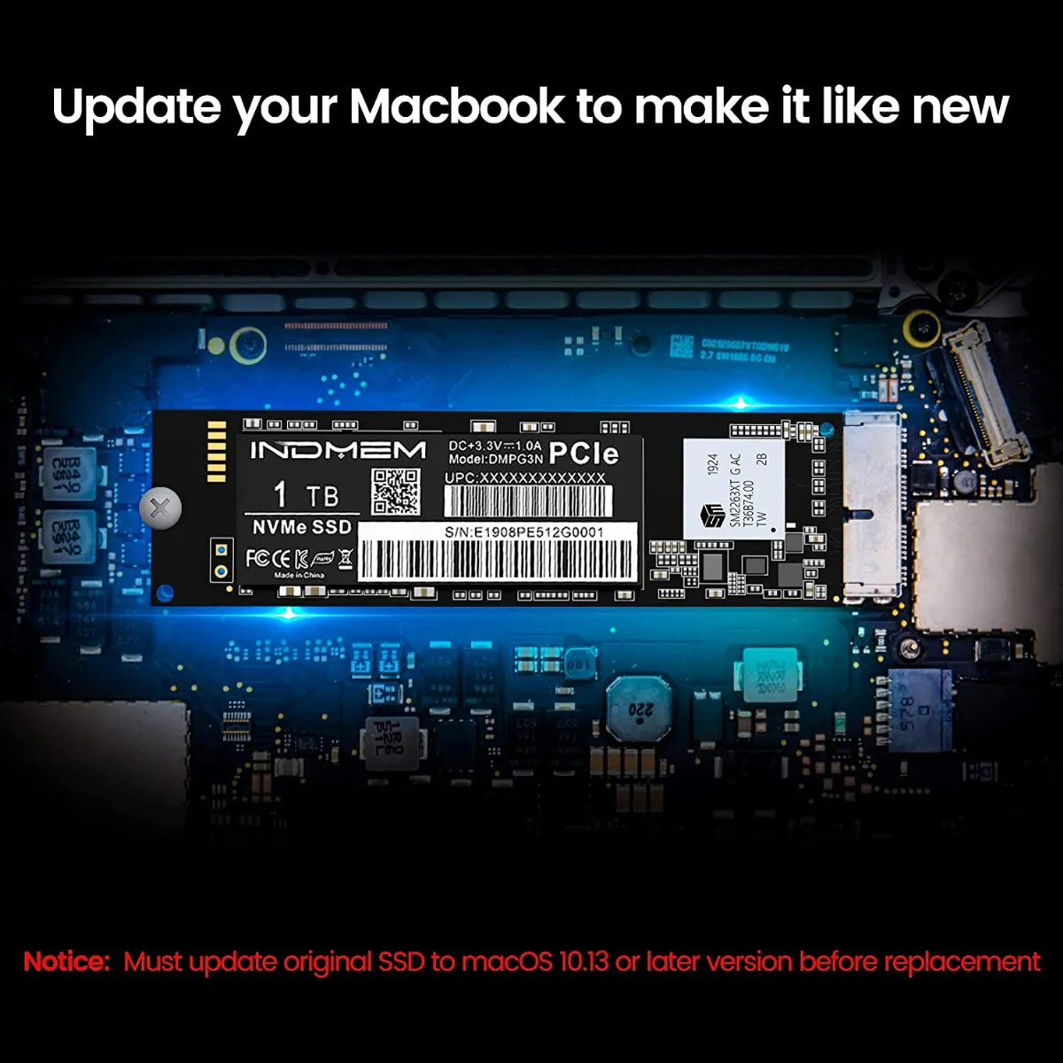 INDMEM SSD 1TB MacBook Air専用アップグレードキット TLC フラッシュ