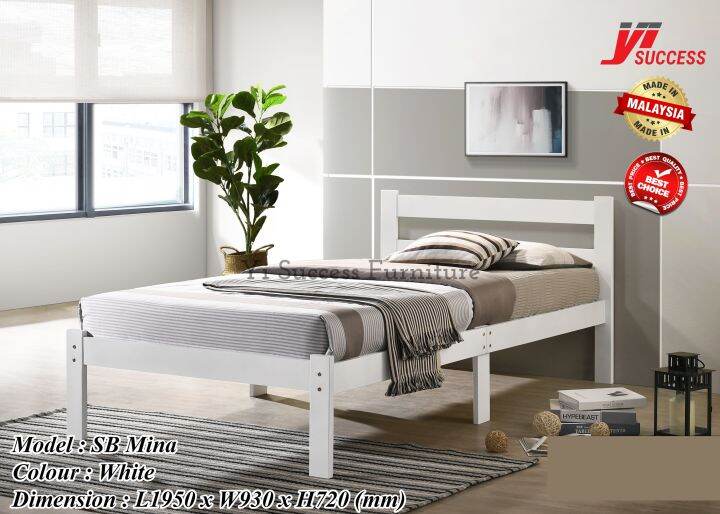 Yi Success Mina Wooden Single Bed Frame / Solid Wood Single Bed / Katil ...