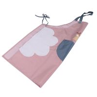 Lovely Pink Deer Aprons for Women with Pockets 2 Side Coral Velvet Towels Waterproof and Oil-Proof Cooking Kitchen