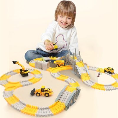333pcs DIY Educational Toys Mini Car and Train Track Sets Childrens Railway Hot Racing Vehicle Models Flexible Track Game Brain