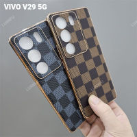 เคสสำหรับ Vivo V27 5G V27 Pro V29 5G High-End เคสโทรศัพท์มือถือเครื่องหนังธุรกิจเลนส์รวมทุกอย่างป้องกันการตกป้องกันการเคสป้องกันการกระแทกลายนิ้วมือ