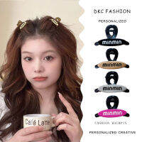 DKC เครื่องประดับคลิปผมสีดำเคลือบตัวหนังสือแบรนด์เกาหลีสำหรับเจ้าหญิงแฟชั่นหวานผมหางม้าคู่เครื่องประดับผมแฟชั่นน่ารัก