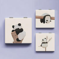 Travel Compact Mirror High-definition Mirror Cute Panda Mirror Folding Makeup Mirror Portable Square Mirror