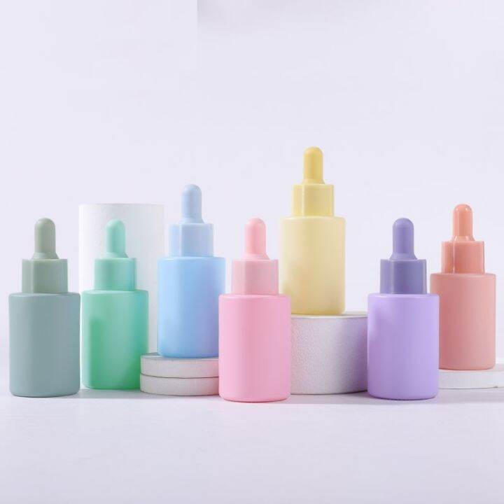 yf-30ml-1oz-solid-matte-green-blue-pink-purple-yellow-orange-macaron-serum-oil-glass-dropper-bottle-labels-screen-printing