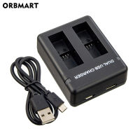 Orbmart double dual port slot battery charger for Go Pro GoPro Hero 8 5 6 7 black sport camera accessory with USB cable travel