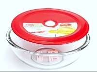 ถ้วยถนอมอาหาร COOK GLASS BOWL 3L SEAL AND STORE CLEAR/RED(DECOR)