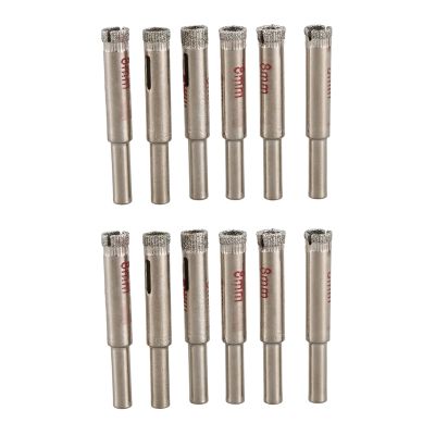 12 Pcs 8mm Diamond Core Drill Bits Ceramic Tile Glass Hole Saw