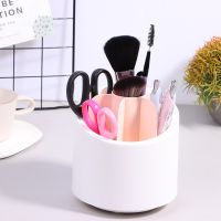 Multifunction 360° Rotating Pen Holder Pencil Makeup Brush Bucket Dust-proof Cosmetic Storage Box Compartment Desktop Organizer