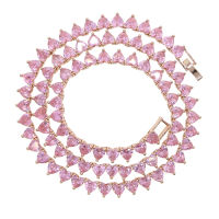 Hip Hop Iced Out Bling AAAA Zircon Heart Tennis Chain Necklace Women Fashion Jewelry Gold Silver Color Pink CZ Choker Necklace