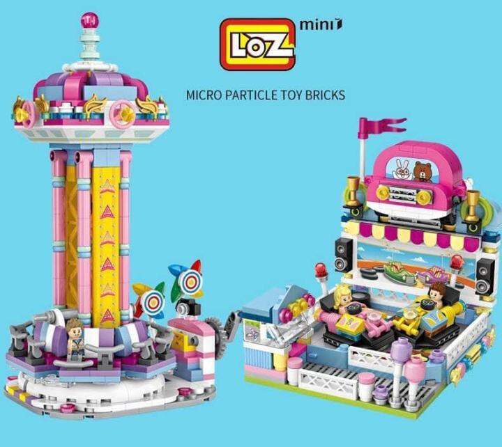 ตัวต่อ-loz-1728-amusement-park-bumper-cars-dodgem-mini-blocks-diamond-nano-building-toy-จำนวนตัวต่อ-432-ชิ้น