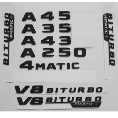 Gloss Black Letters for Benz W176 W177 A35 A45 A45s AMG A180 A200 A220 A250 A280 Emblem TURBO 4MATIC 4MATIC+ Emblems