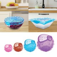 【hot】 4 Pcs Silicone Lids Fruit Or Bowls Cups Food Cover Set Of Stretch Lid Wrap for Leftovers Keep