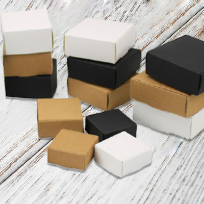 【cw】50Pcs Square Kraft Packaging Handmade Soap Chocolate Gift Candy Storage Carton Baby Shower Wedding Favor Gift es Decor