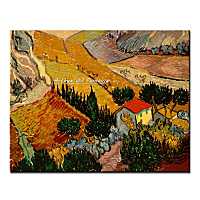 Arthyx ทำสำเนา Impressionist ภาพวาดสีน้ำมันบนผ้าใบ Paysage Avec Une Maison Et Un Laboureur โดย Vincent Van Gogh Wall Art