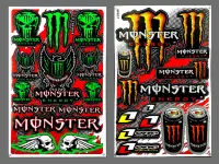 สติ๊กเกอร์แต่งรถ Monster หัวกระโหลก (สีแดง) Monster 2กระป๋อง (สีส้ม) มอเตอร์ไซค์ สติ๊กเกอร์ติดกระจก แต่งรถรถยนต์ ติดหมวกกันน็อค จำนวน 2 แผ่น